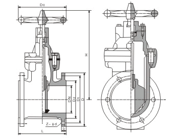 RVHX弹性座封闸阀尺寸图
