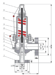 A42Y弹簧全启式封闭式高压安全阀尺寸图