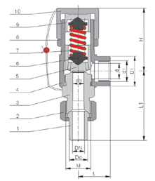 外螺纹安全阀尺寸图